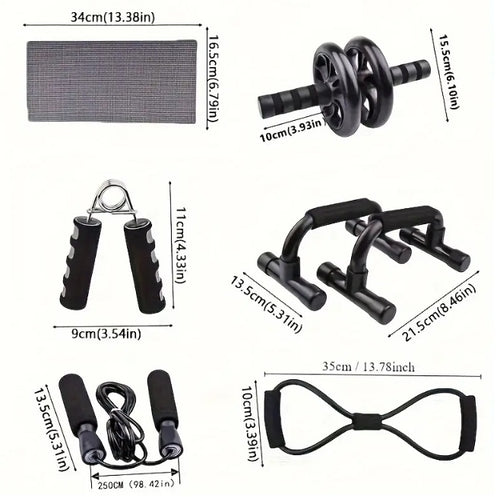 Kit de Musculation 7-en-1 pour Entraînement Complet à Domicile.